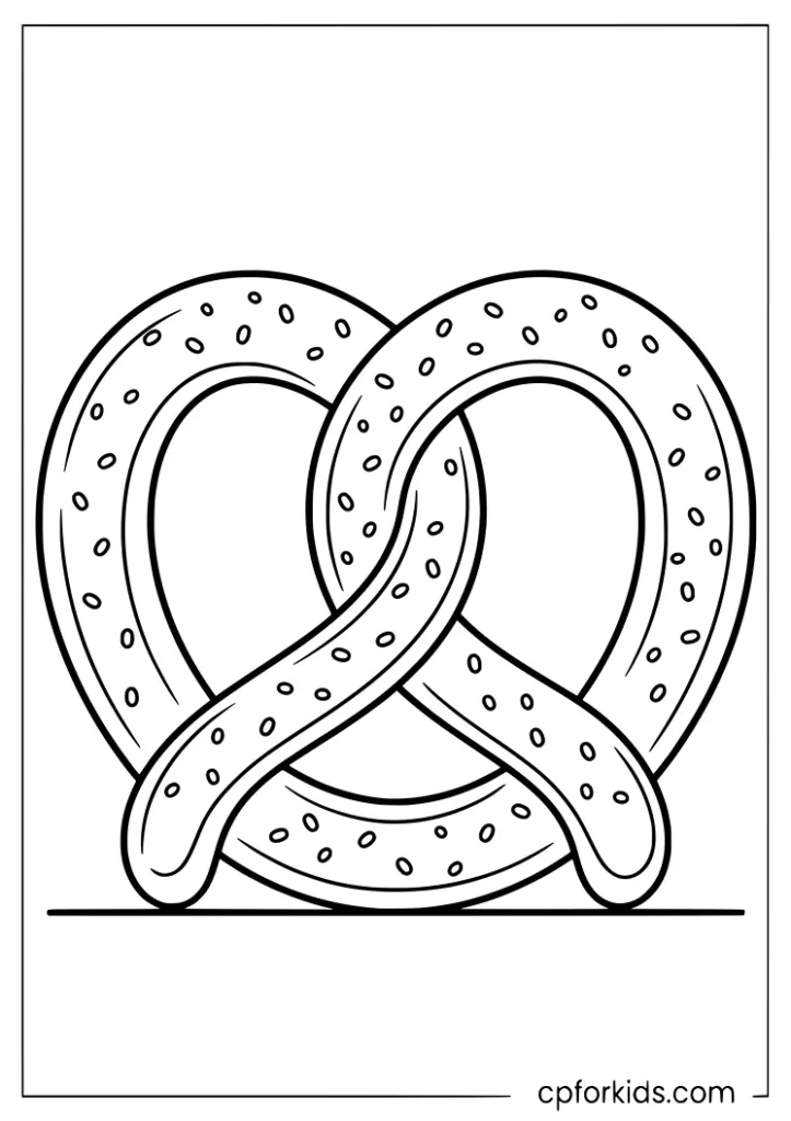 Pretzel fast food coloring page for kids