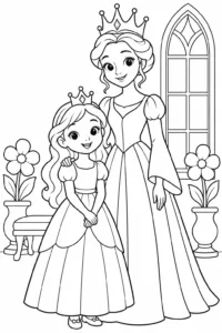 A young princess sharing a warm moment with a queen