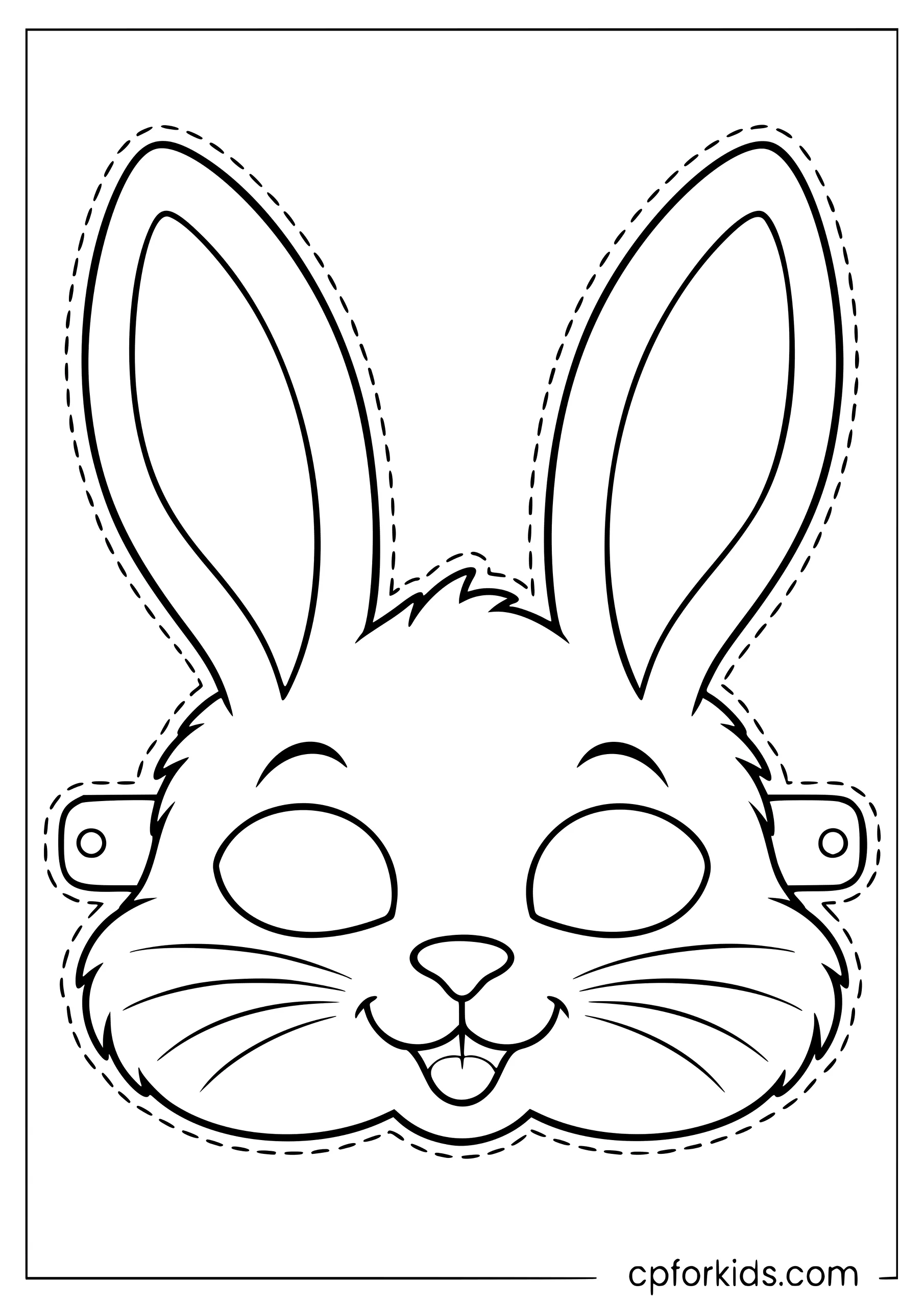 Bunny face mask with eye holes and side tabs