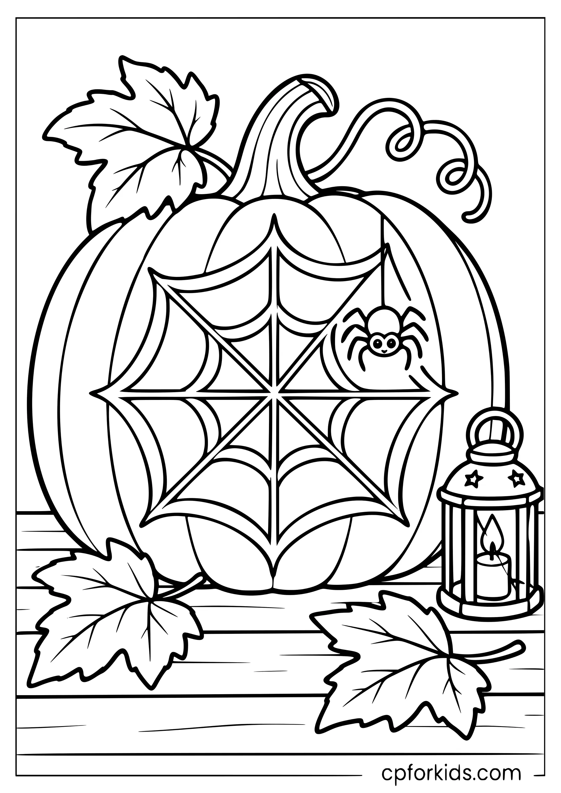 Pumpkin carved with a spiderweb pattern
