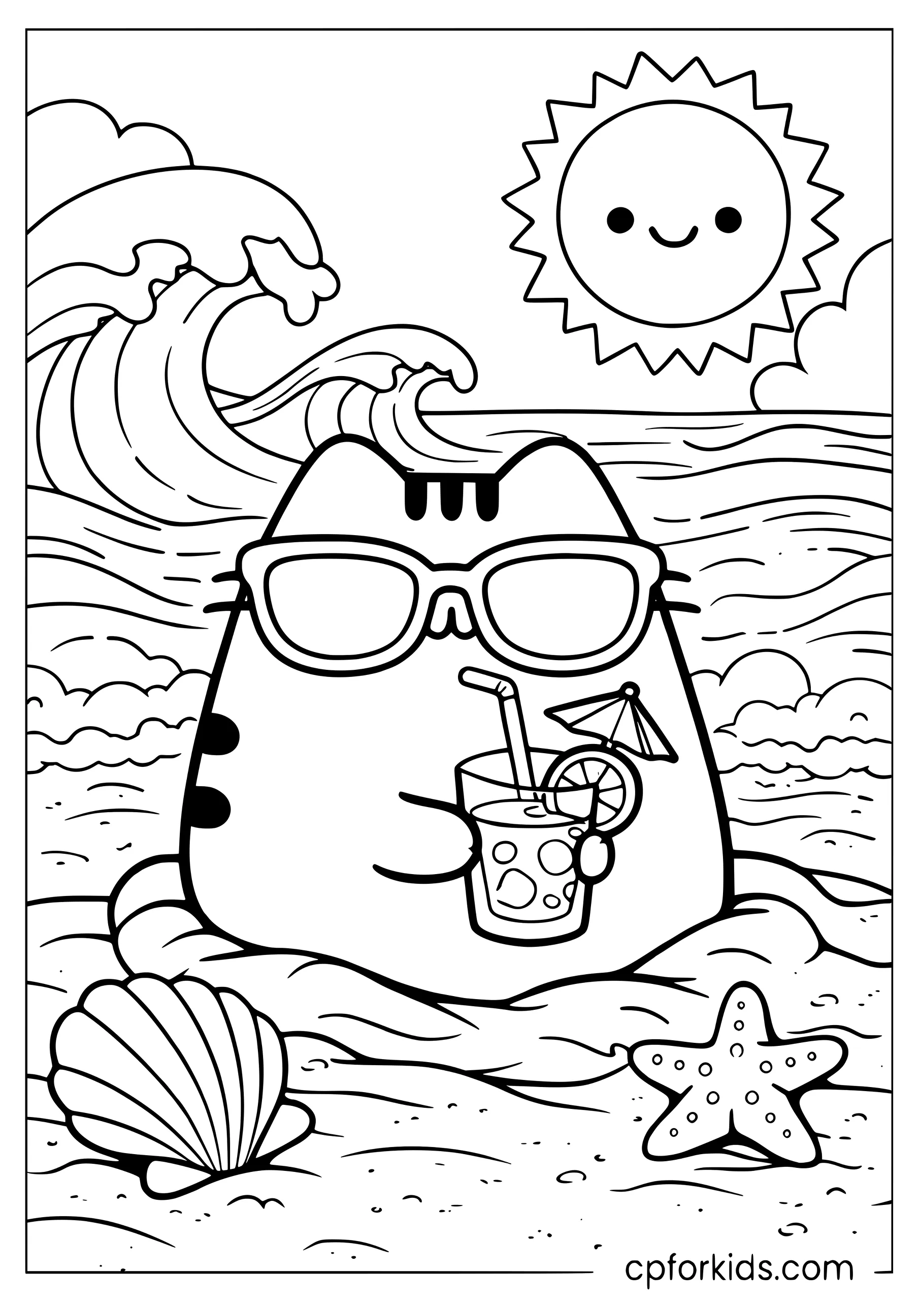 Pusheen at the Summer Beach