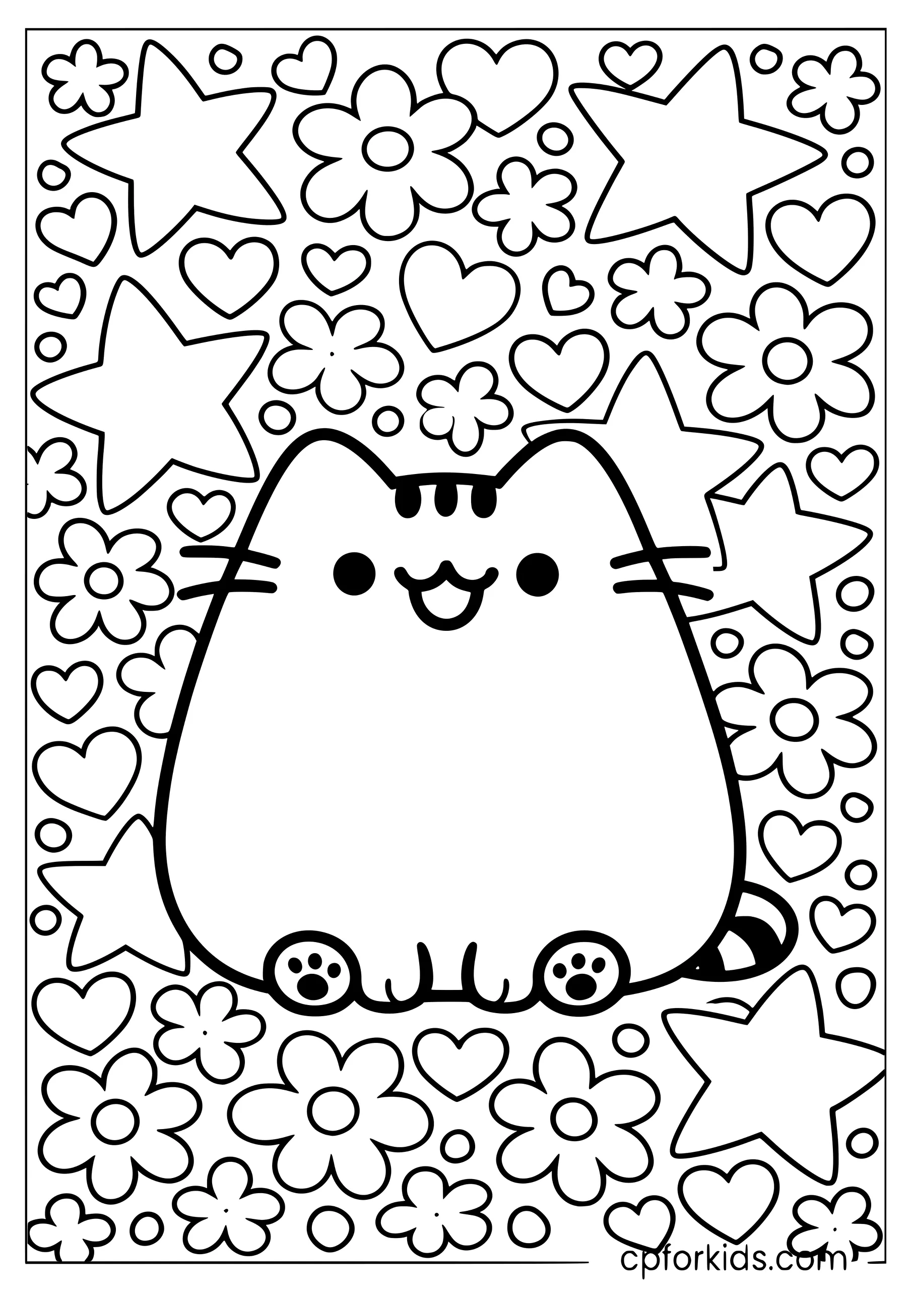 Simple Pusheen Coloring Page