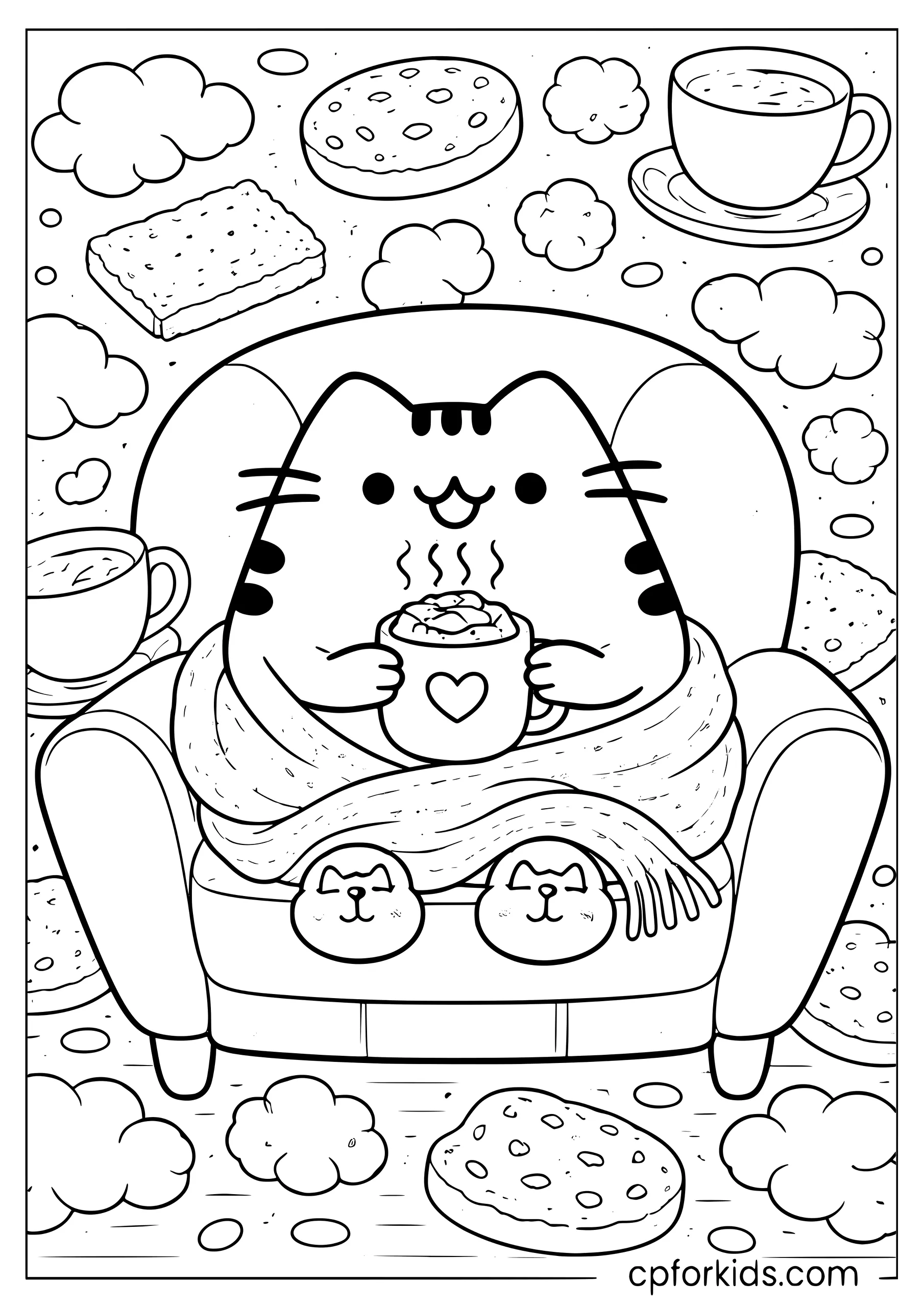 Pusheen with a Cozy Cup of Tea