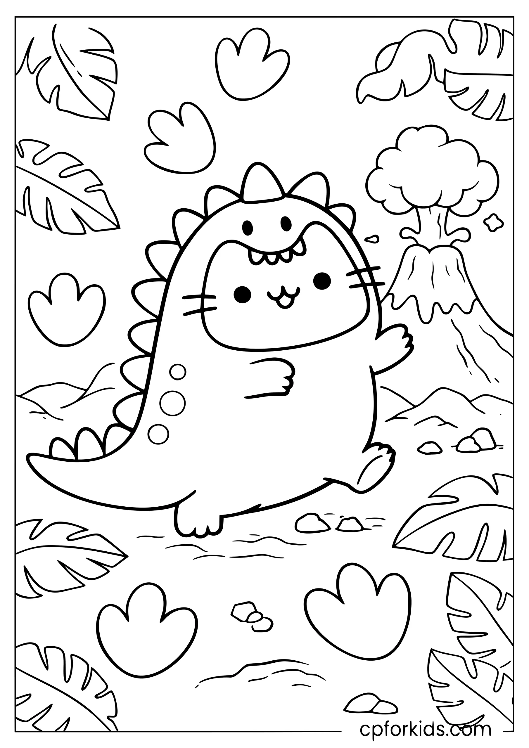 Pusheen in a Dinosaur Costume