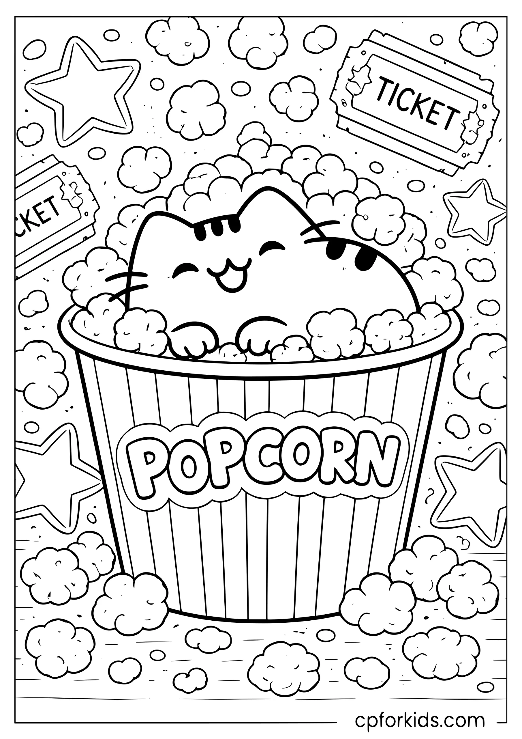 Pusheen Inside a Giant Popcorn Bucket