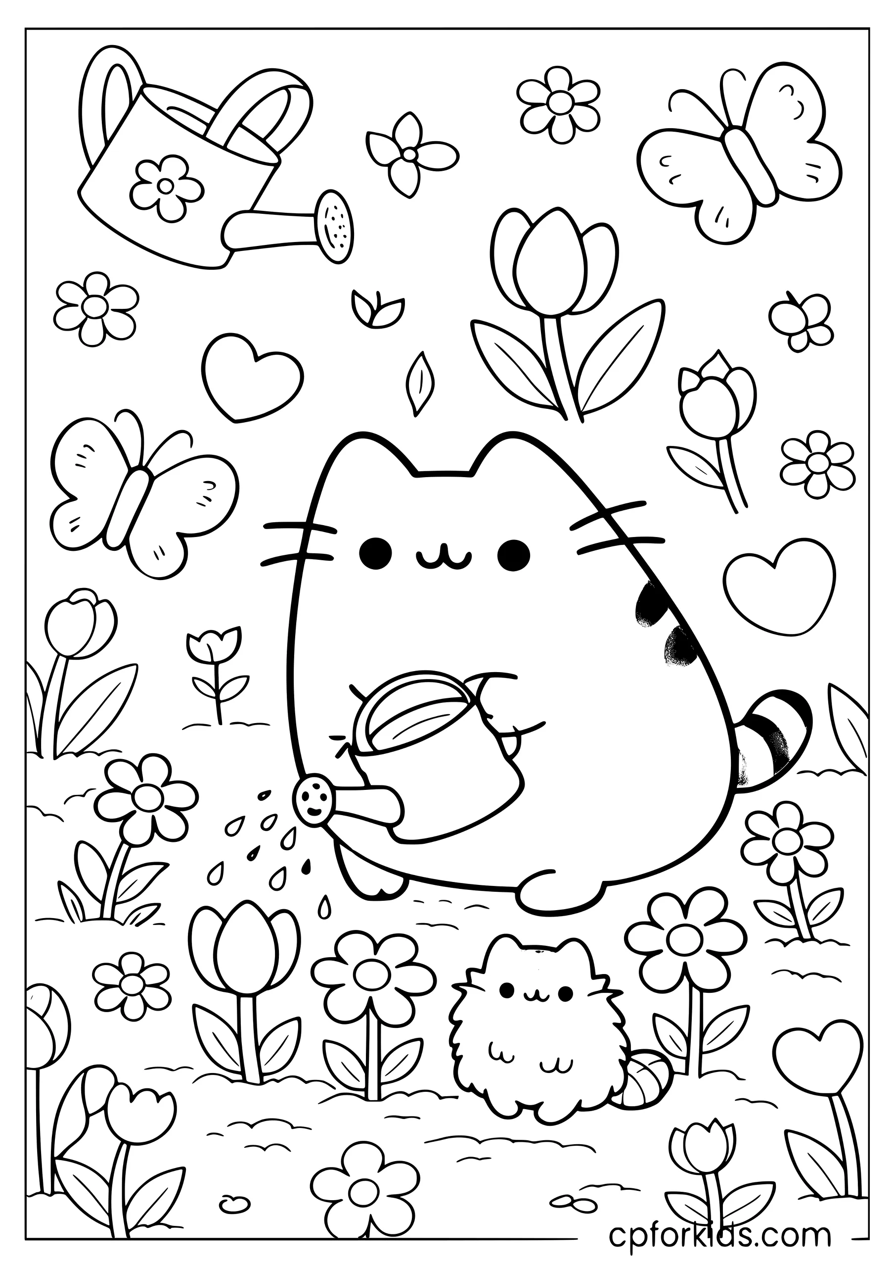 Pusheen in a Spring Garden
