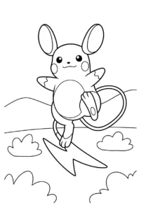Raichu balancing on its long tail in a grassy clearing
