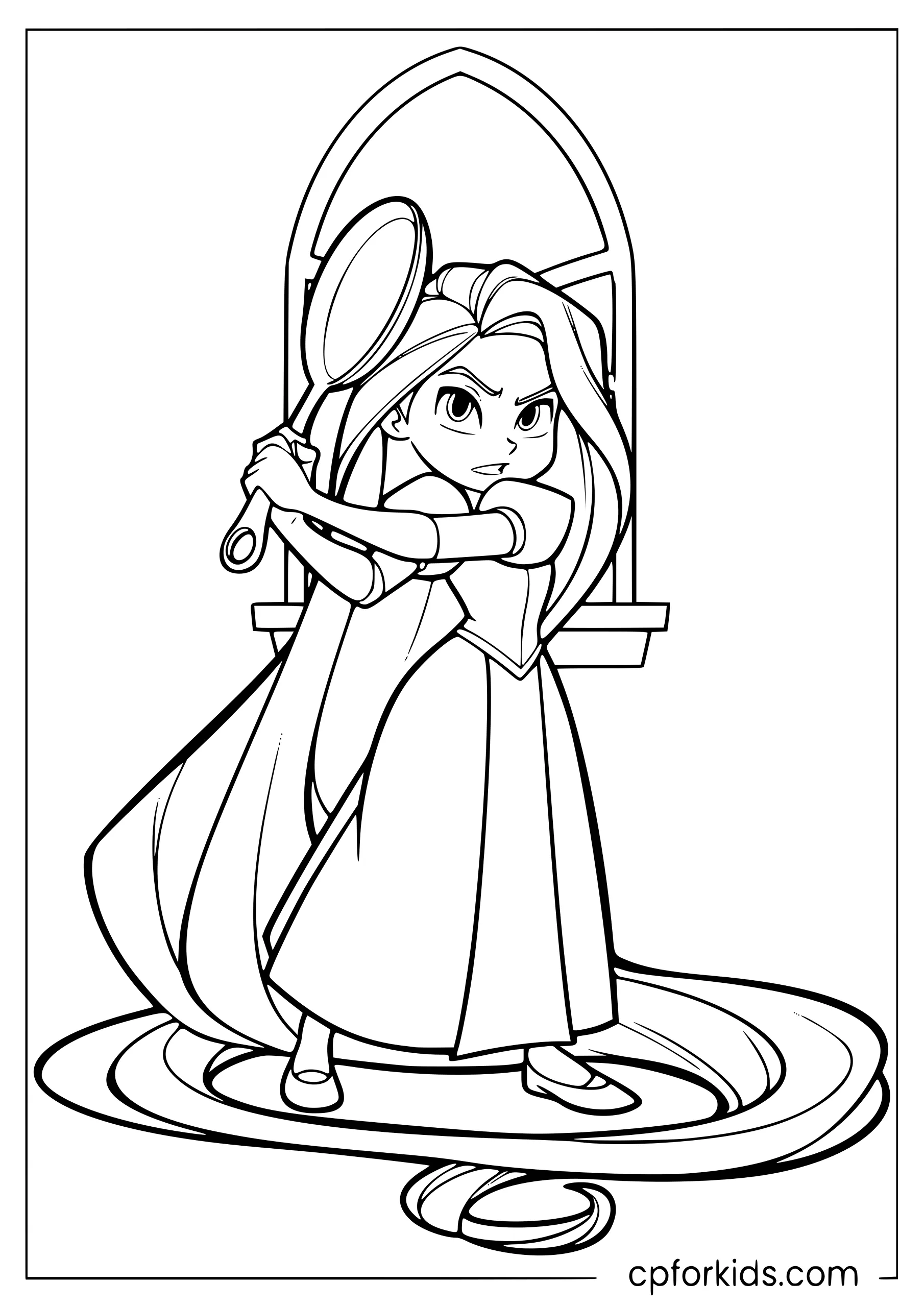 Rapunzel with Her Frying Pan