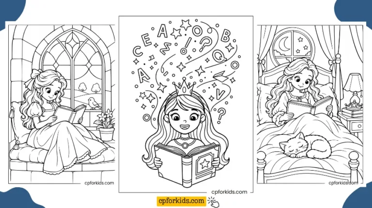 Reading Princess coloring pages feature image