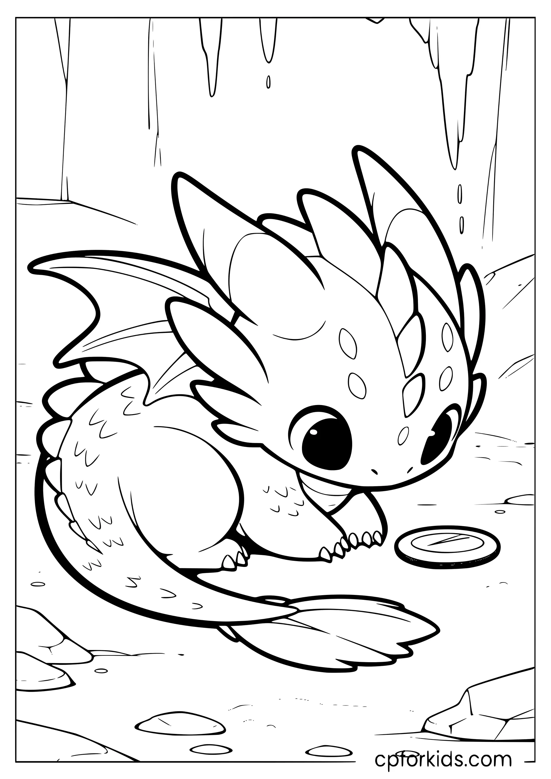 Baby Dragon Guards the Treasure