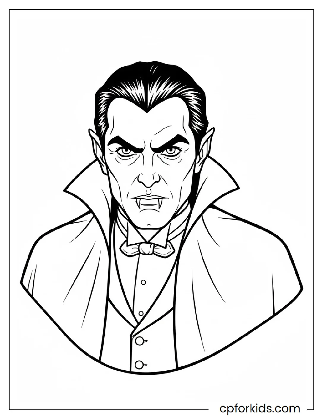 Count Dracula with a high collar cape