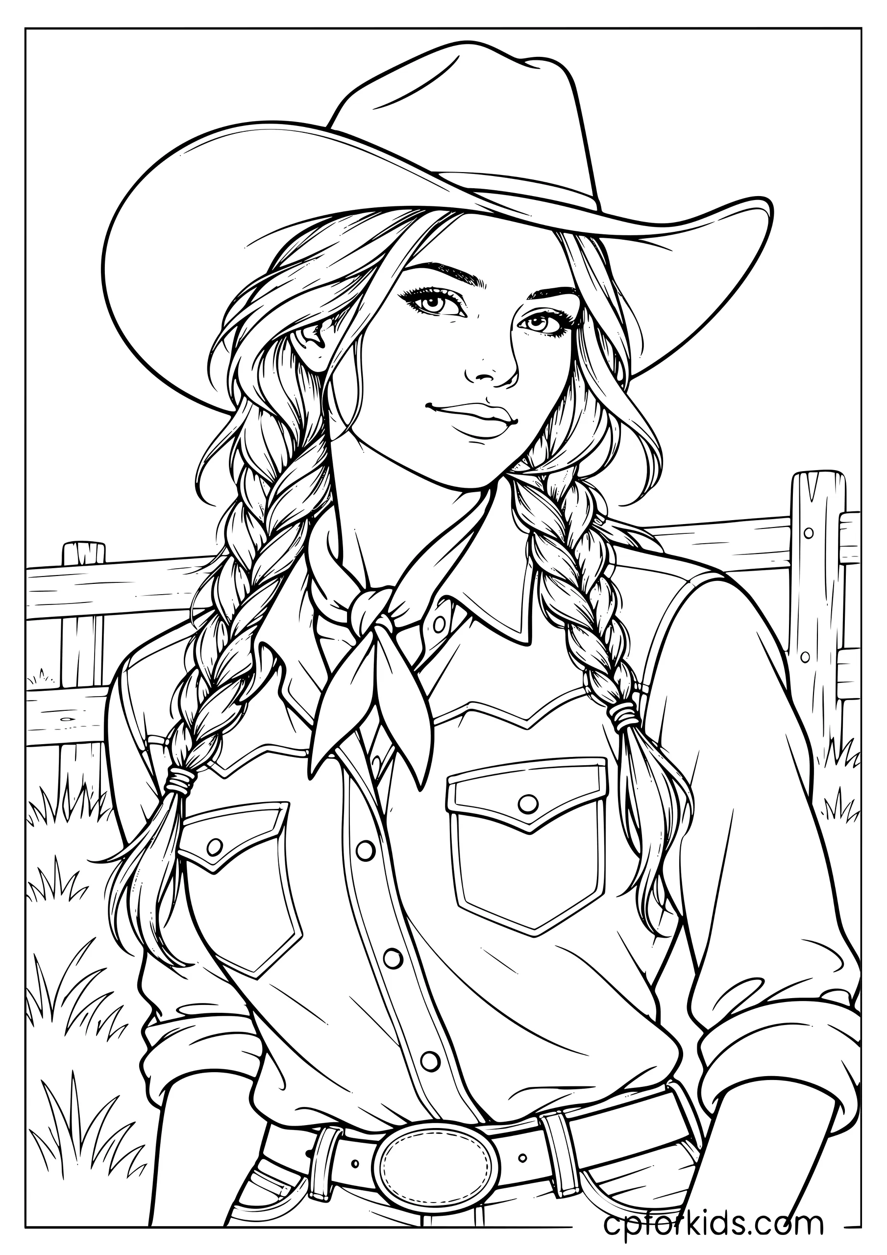 Realistic cowgirl wearing a wide-brimmed Western hat