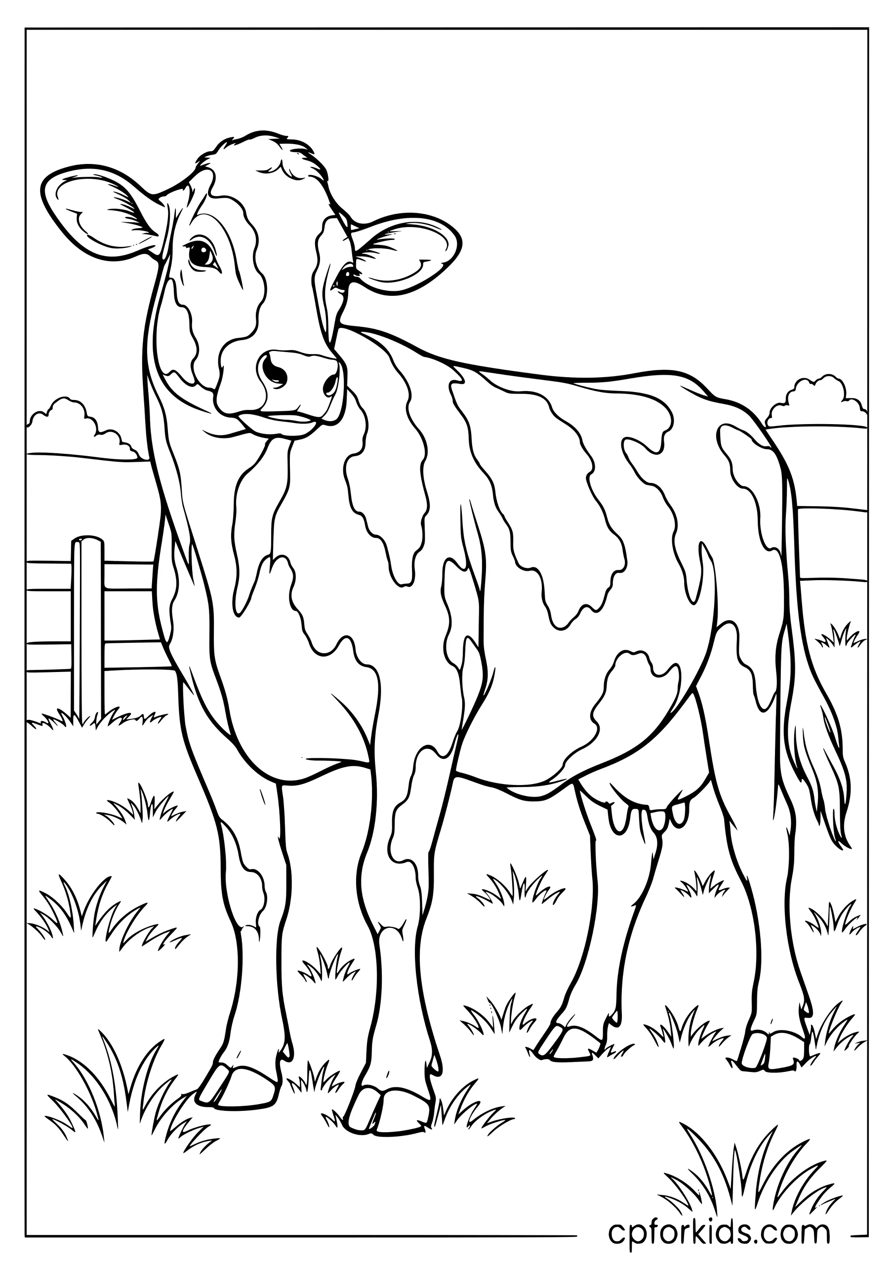 Holstein cow standing in a grassy pasture