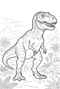 Realistic T-Rex dinosaur standing in a prehistoric landscape