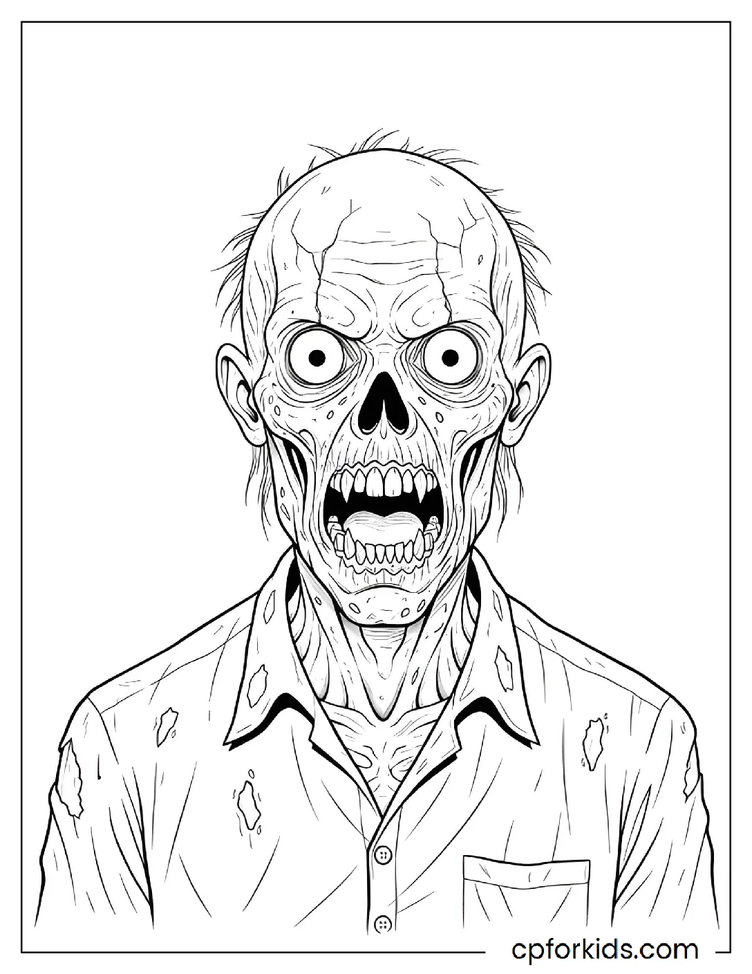 Zombie portrait with decaying skin texture