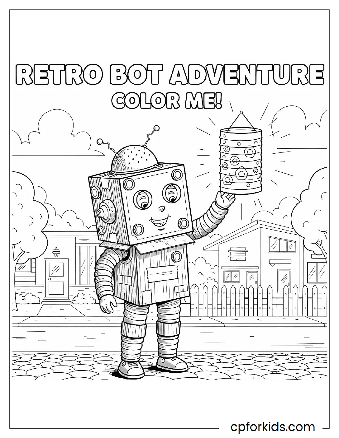 Child in a retro robot costume