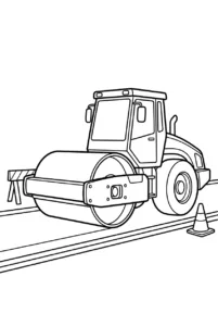 A road roller flattening a new road surface