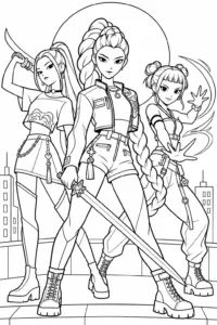 Rumi, Mira, and Zoey ready for battle on a rooftop