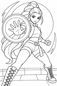 Rumi raising a magical shield in front of the Honmoon