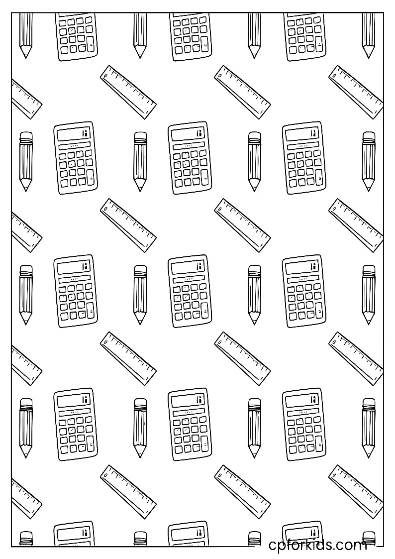 Doodle pattern of pencils and rulers