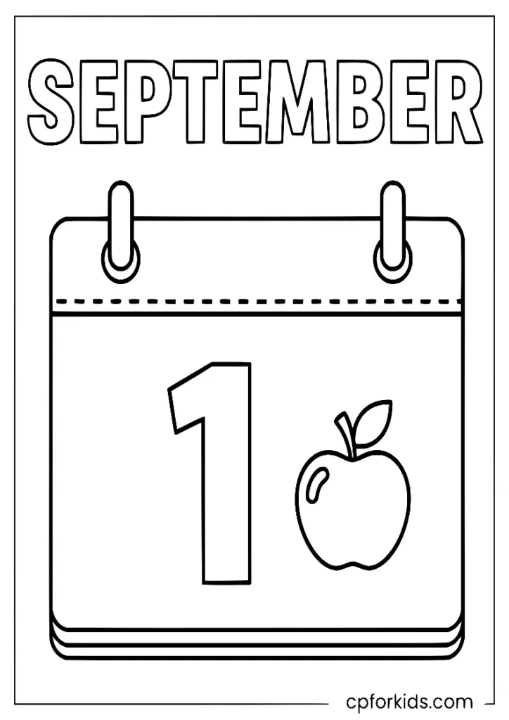 A September 2026 calendar page with the number 1 and large monthly lettering.