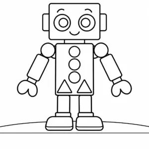Friendly robot built from circles squares triangles and rectangles