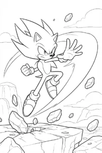 Shin Sonic launching forward with a powerful energy attack