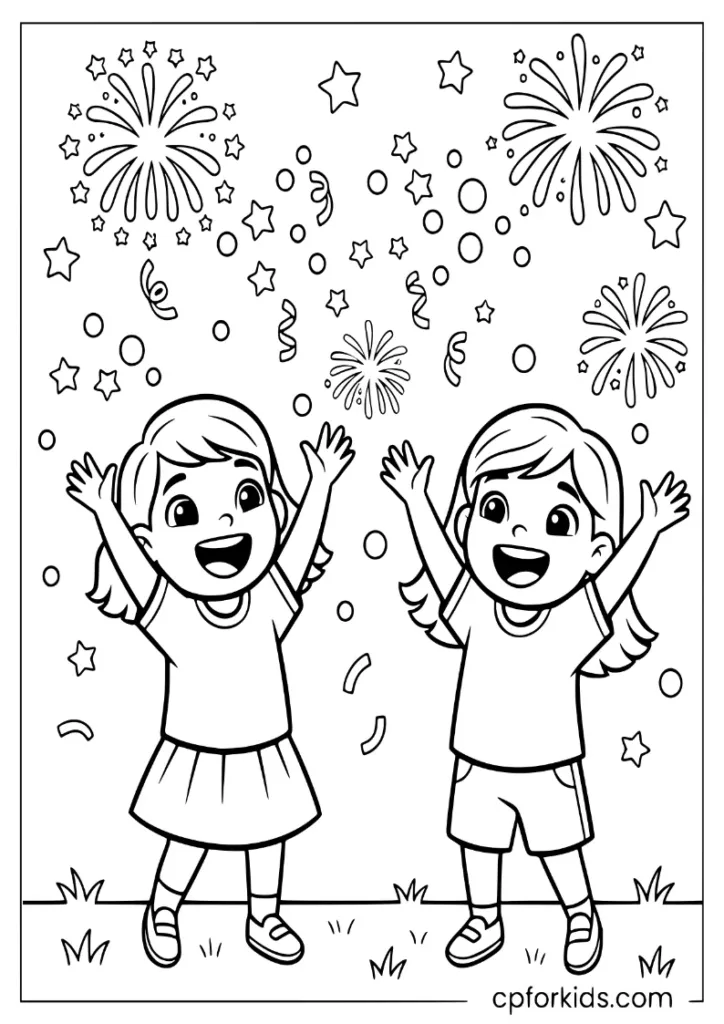 Two siblings tossing confetti in an evening backyard