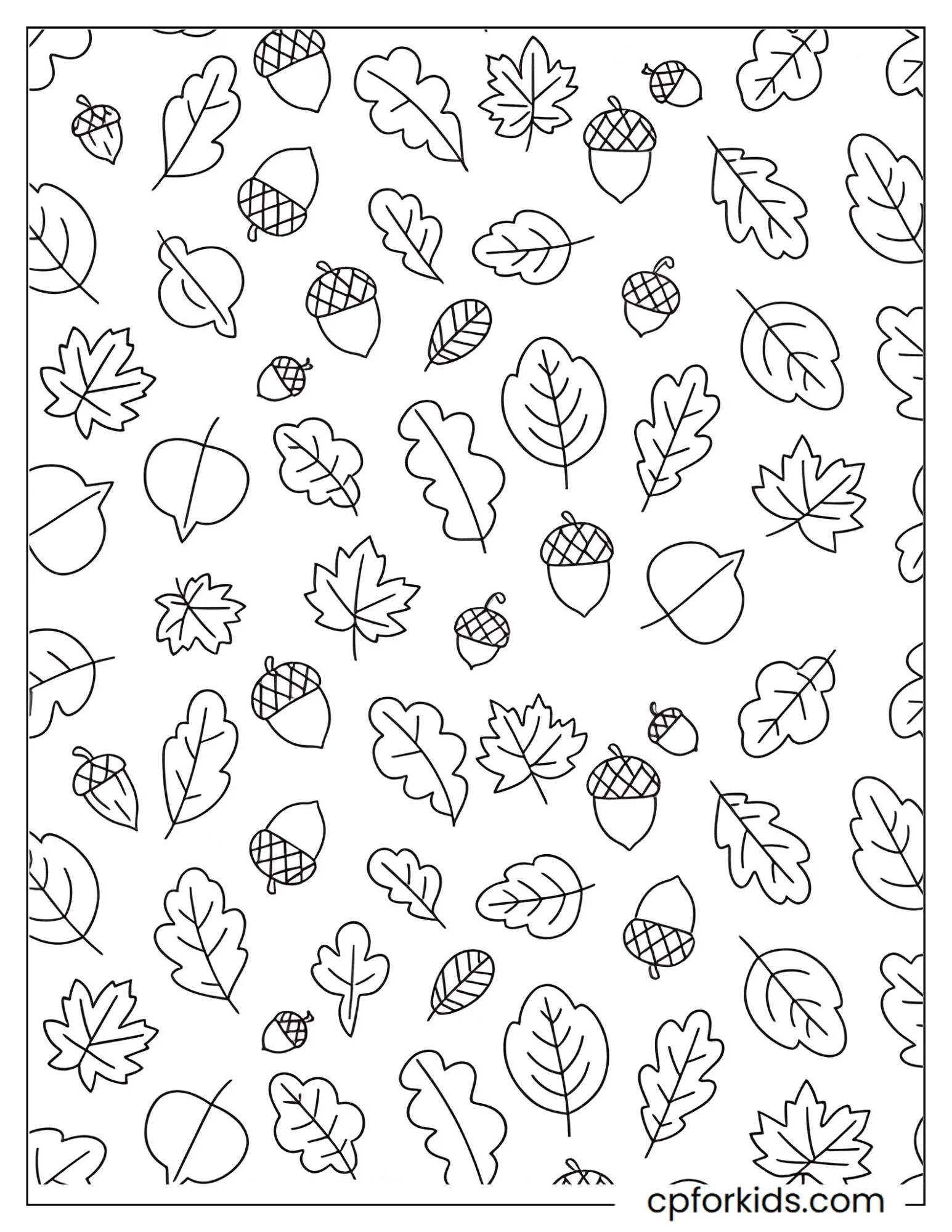 Repeating pattern of various autumn leaves