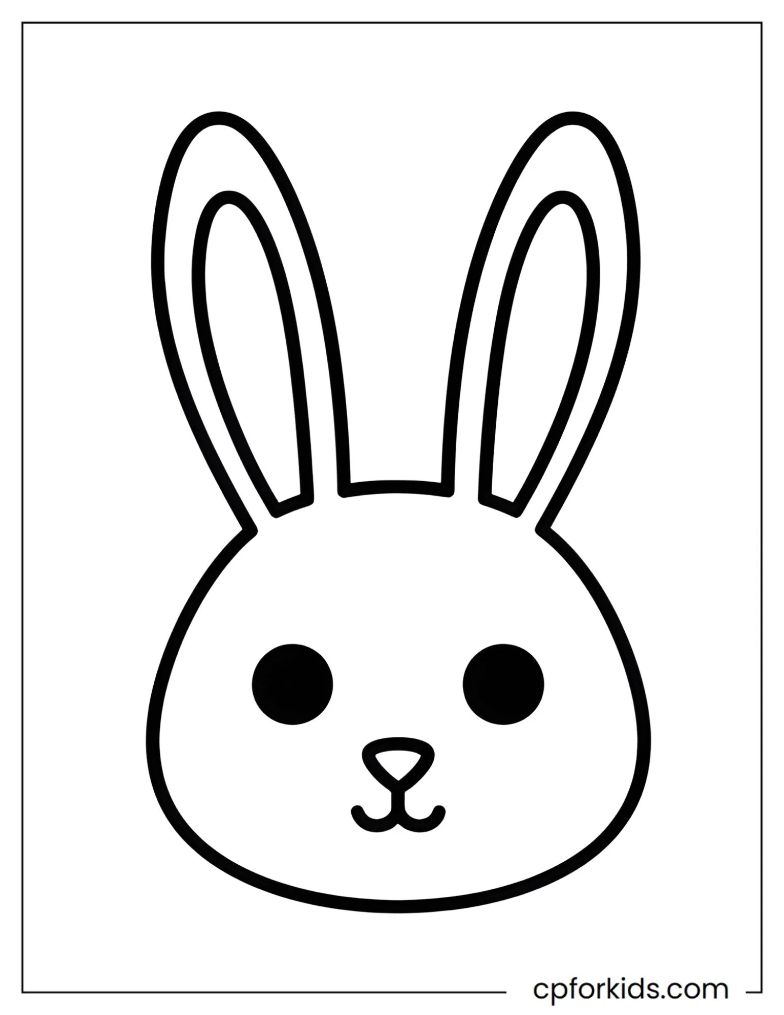 Simple bunny face with long outlined ears