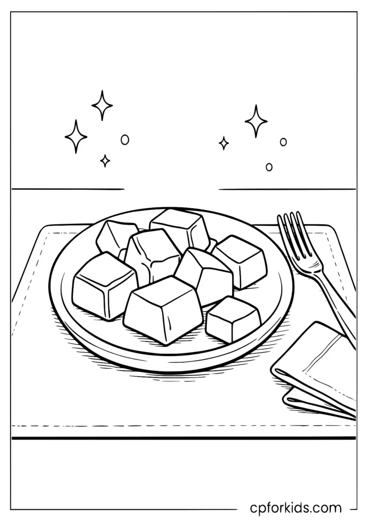 Plate of simple chocolate chunks with big shapes for kids