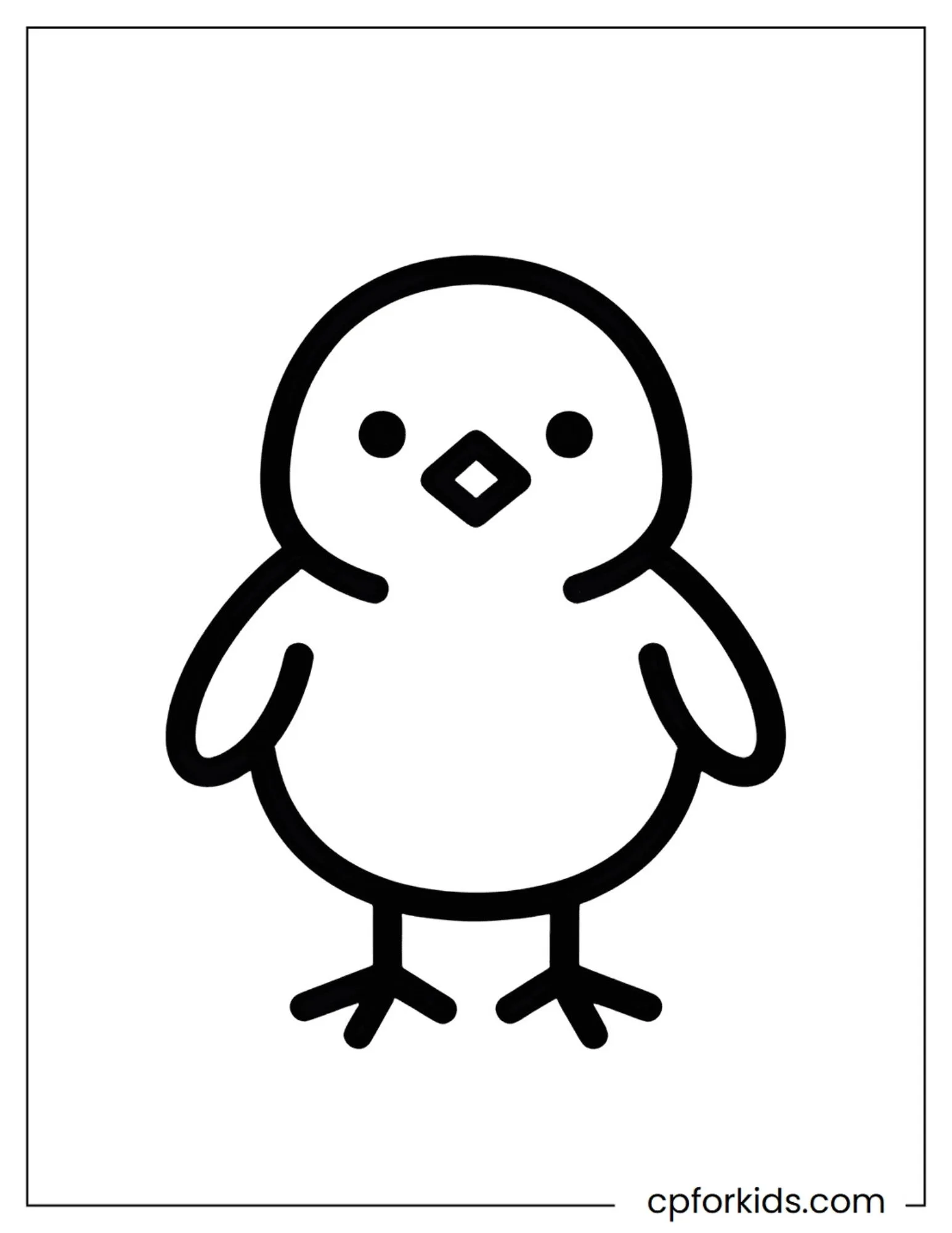 Small Easter chick drawn with thick outlines