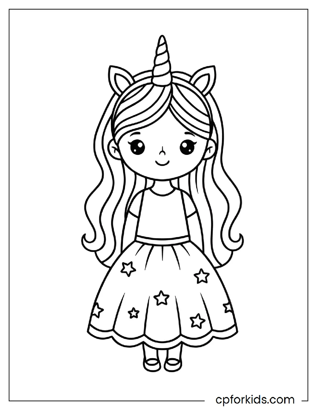 Girl in a unicorn costume with a horn