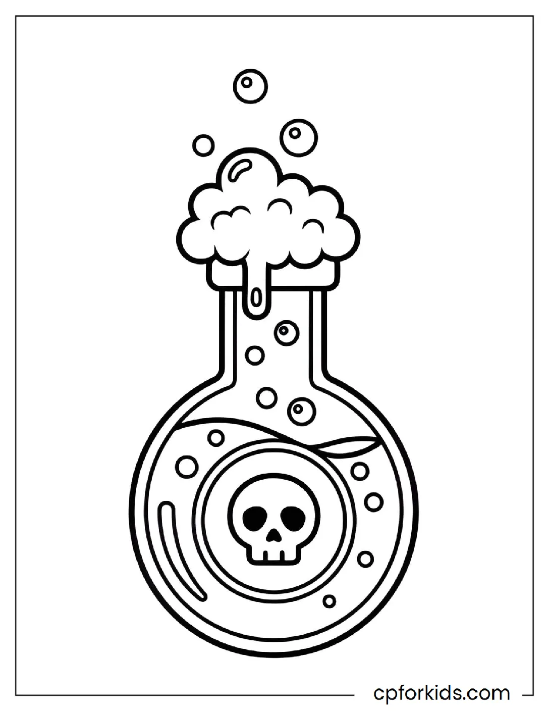 Bubbling potion flask with rising bubbles