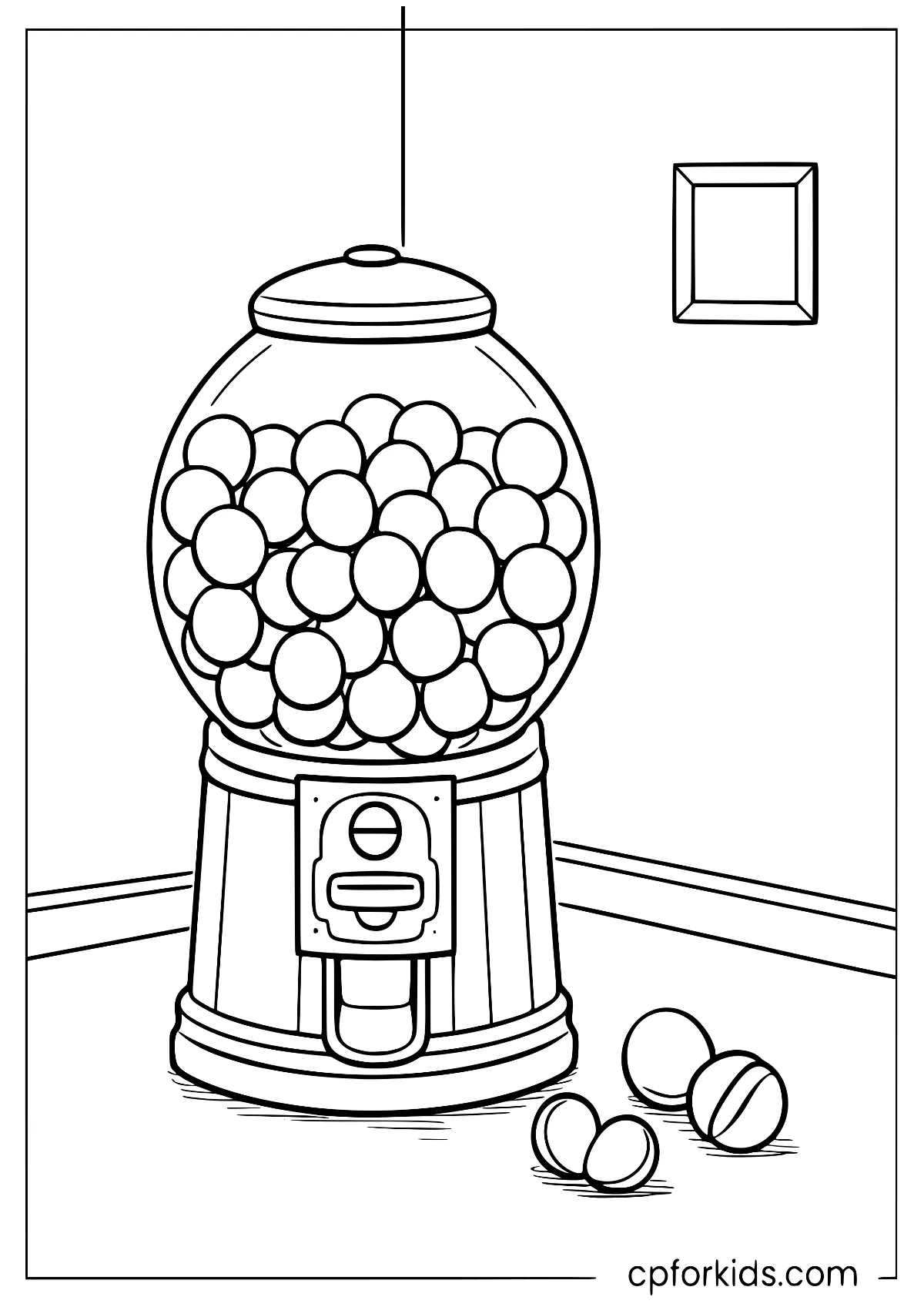 Classic gumball machine with big round gumballs