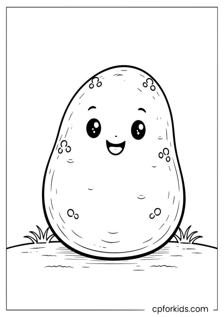 Simple potato with a friendly face vegetable coloring page for toddlers