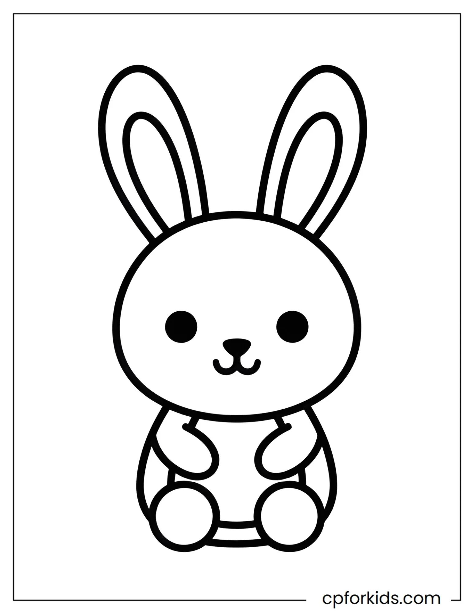 Sitting Easter bunny with large eyes and ears