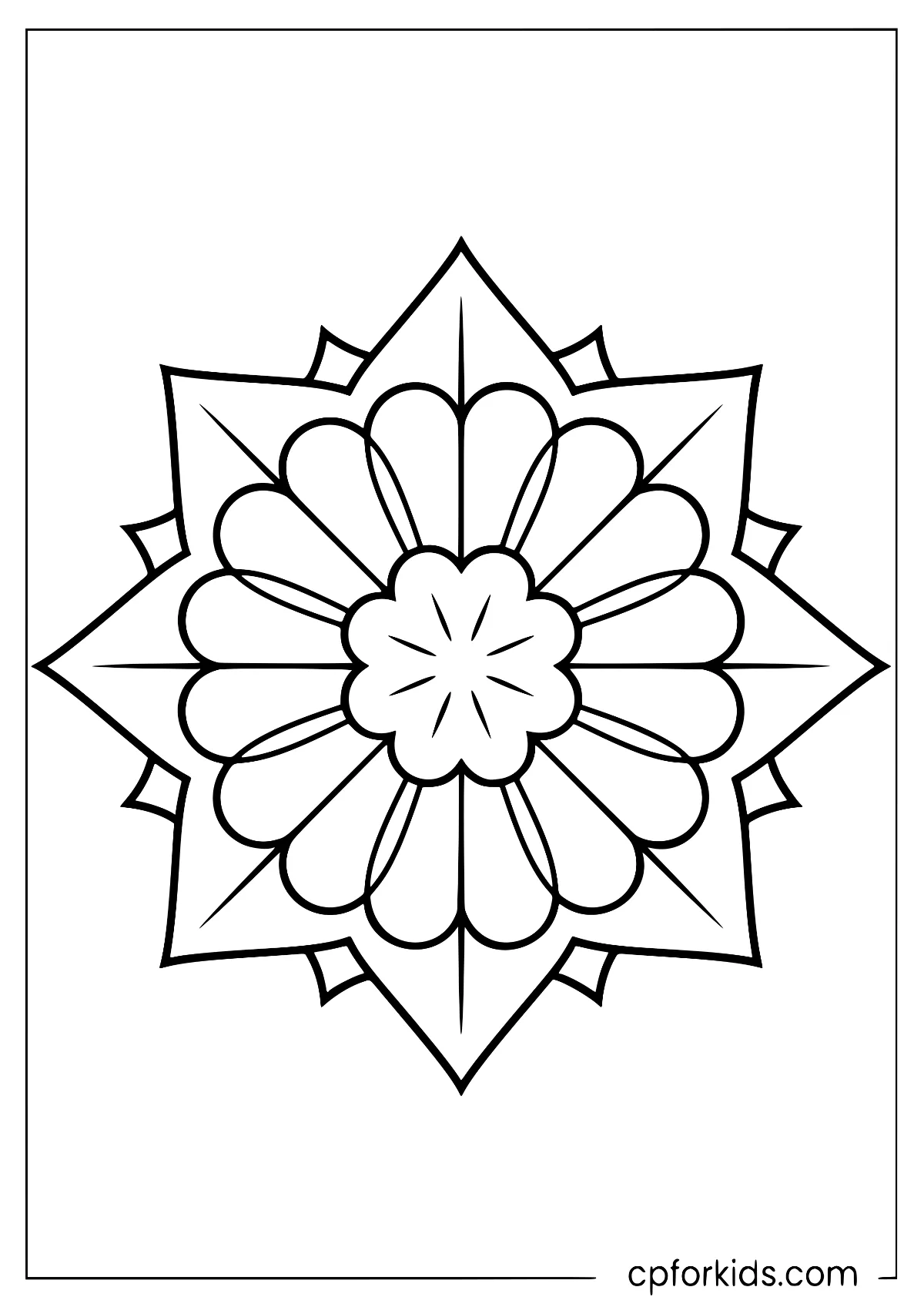 Eight-point flower star with broad symmetrical petals