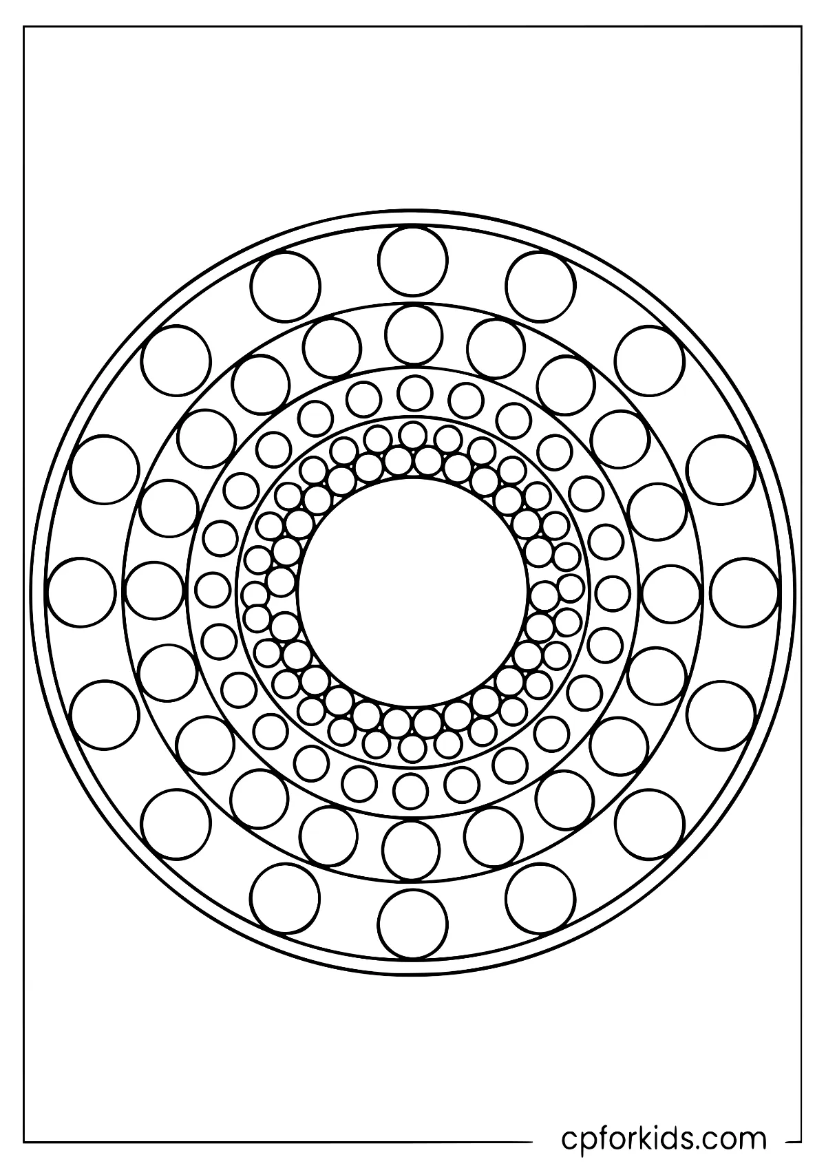 Concentric circles and large dots forming an easy mandala