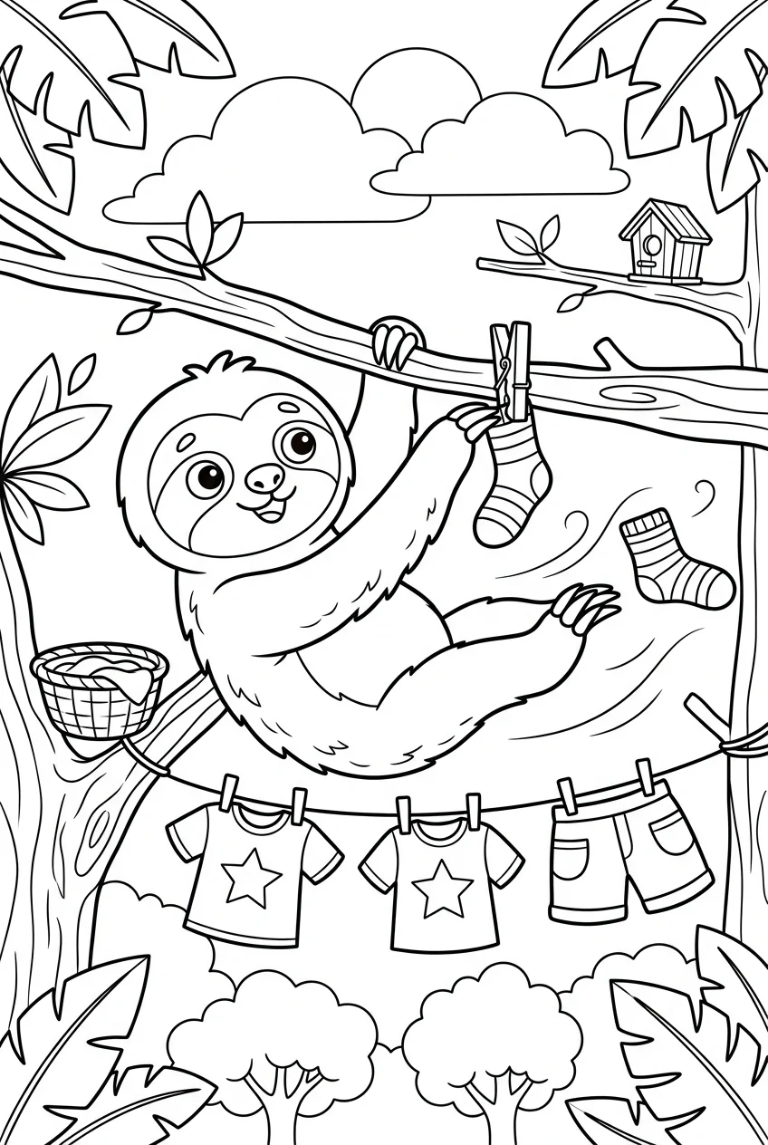 Sloth Hanging Laundry in the Treetops