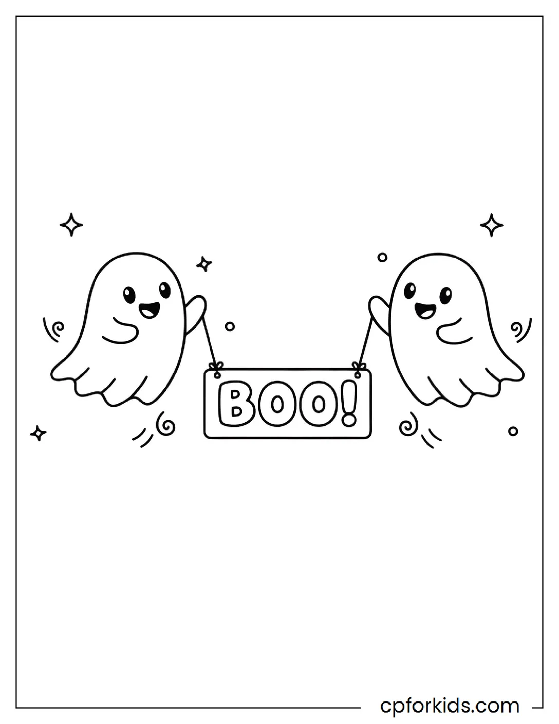 Boo banner between two ghosts