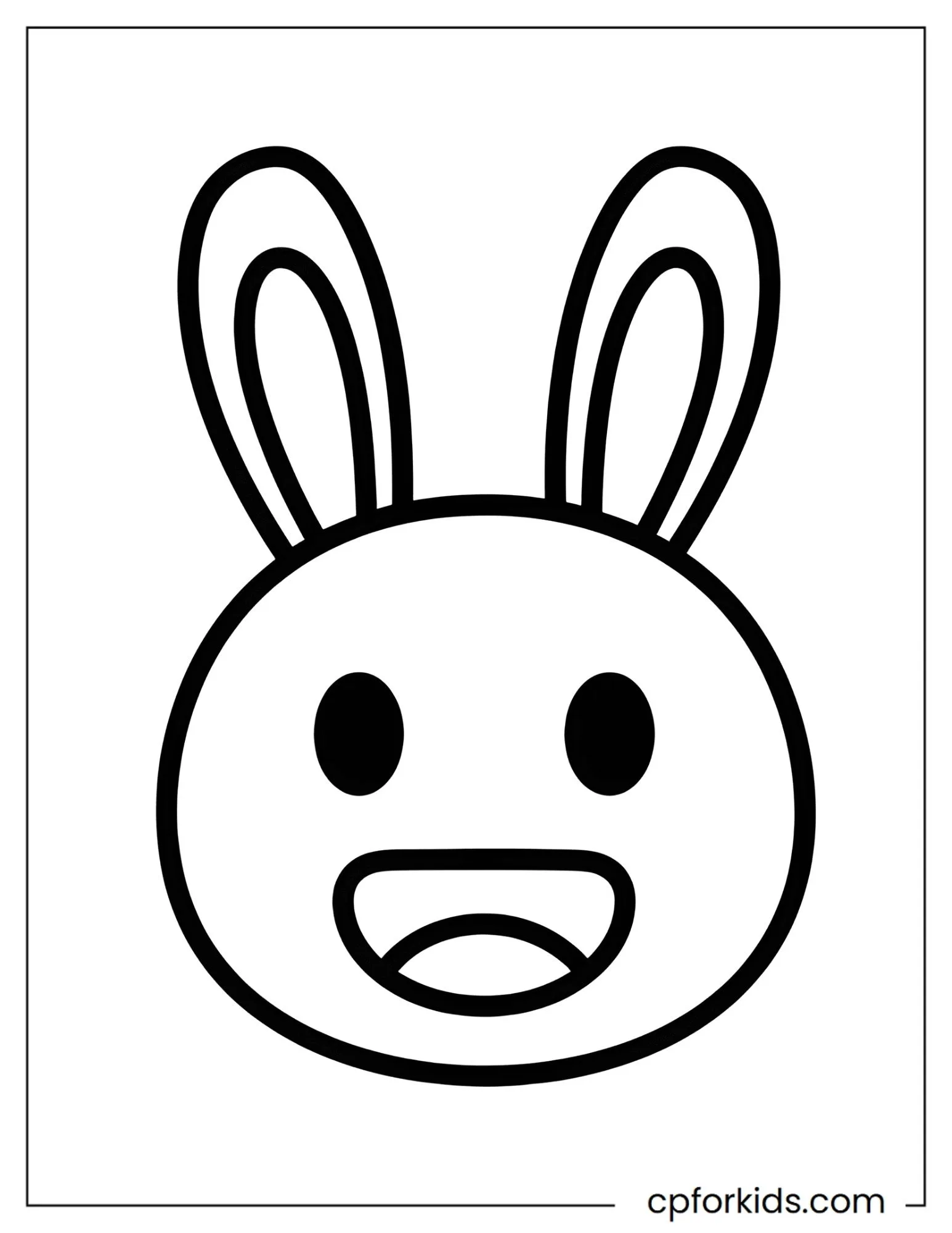 Smiling bunny head with two large upright ears
