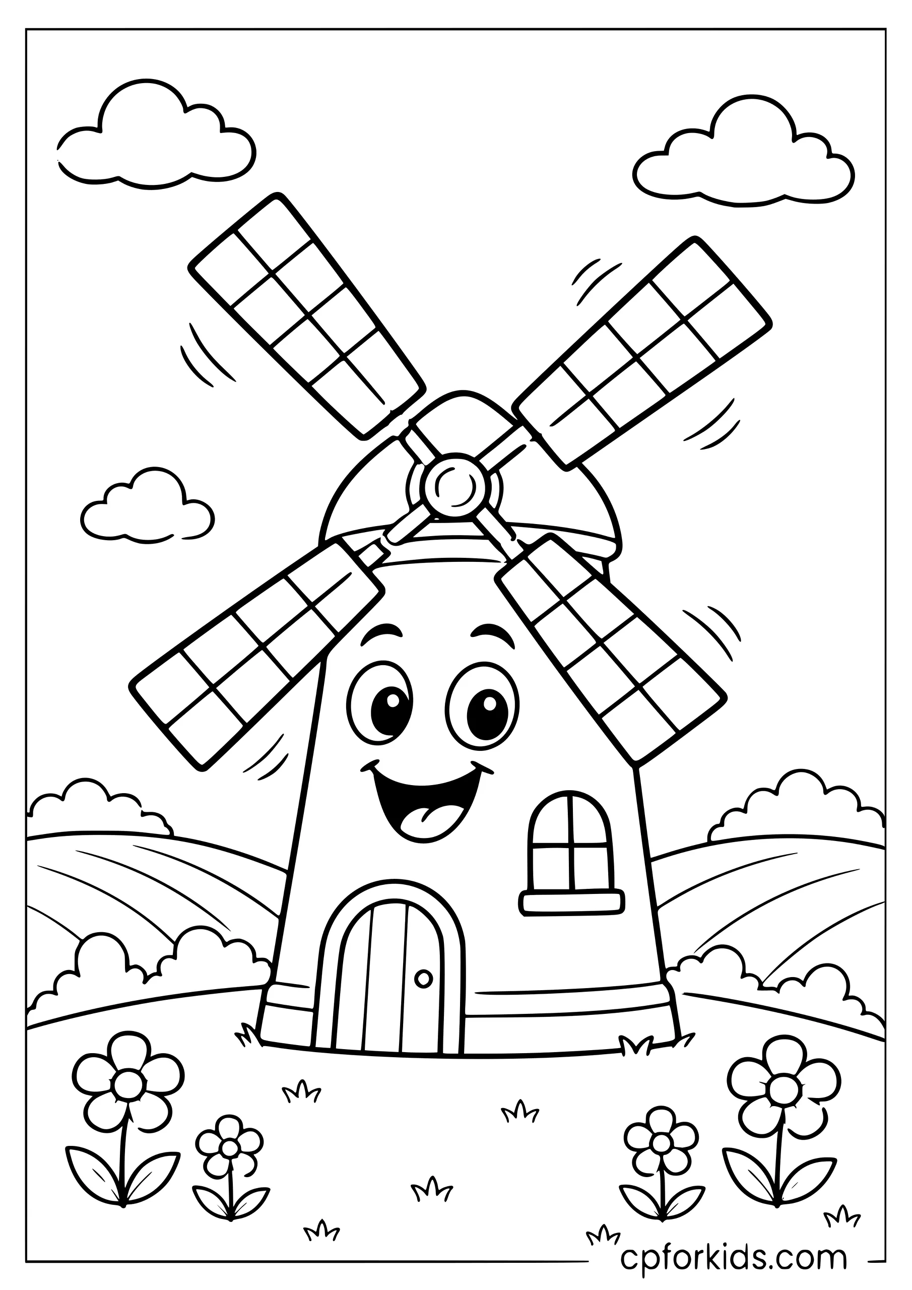 Smiling Cartoon Windmill