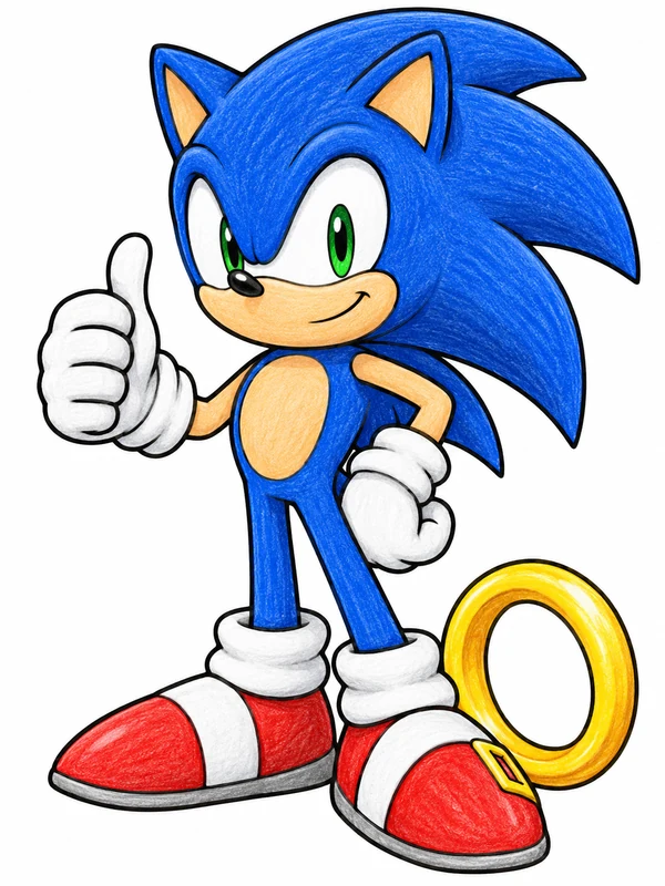 Sonic giving a thumbs up beside a golden ring