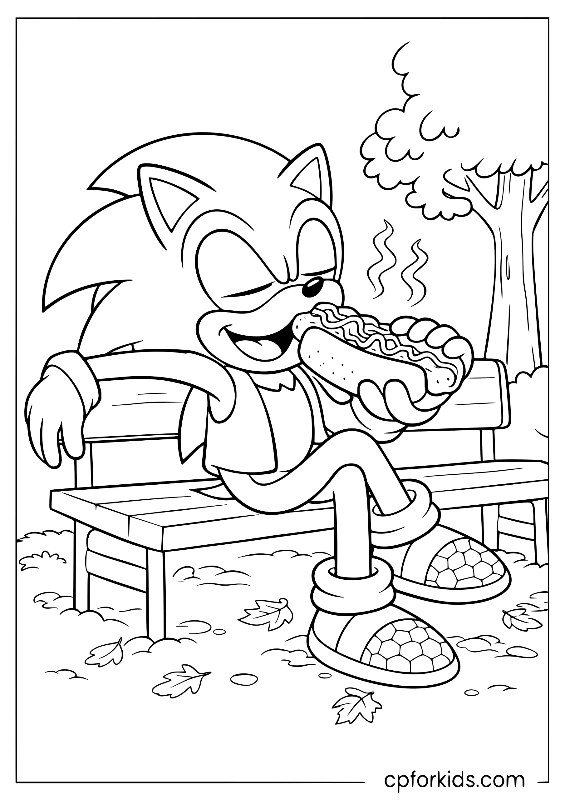 Chili Dog Break on the Park Bench
