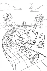 Sonic EXE chasing through a distorted nighttime game world