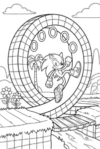 Sonic racing around a giant loop in Green Hill Zone
