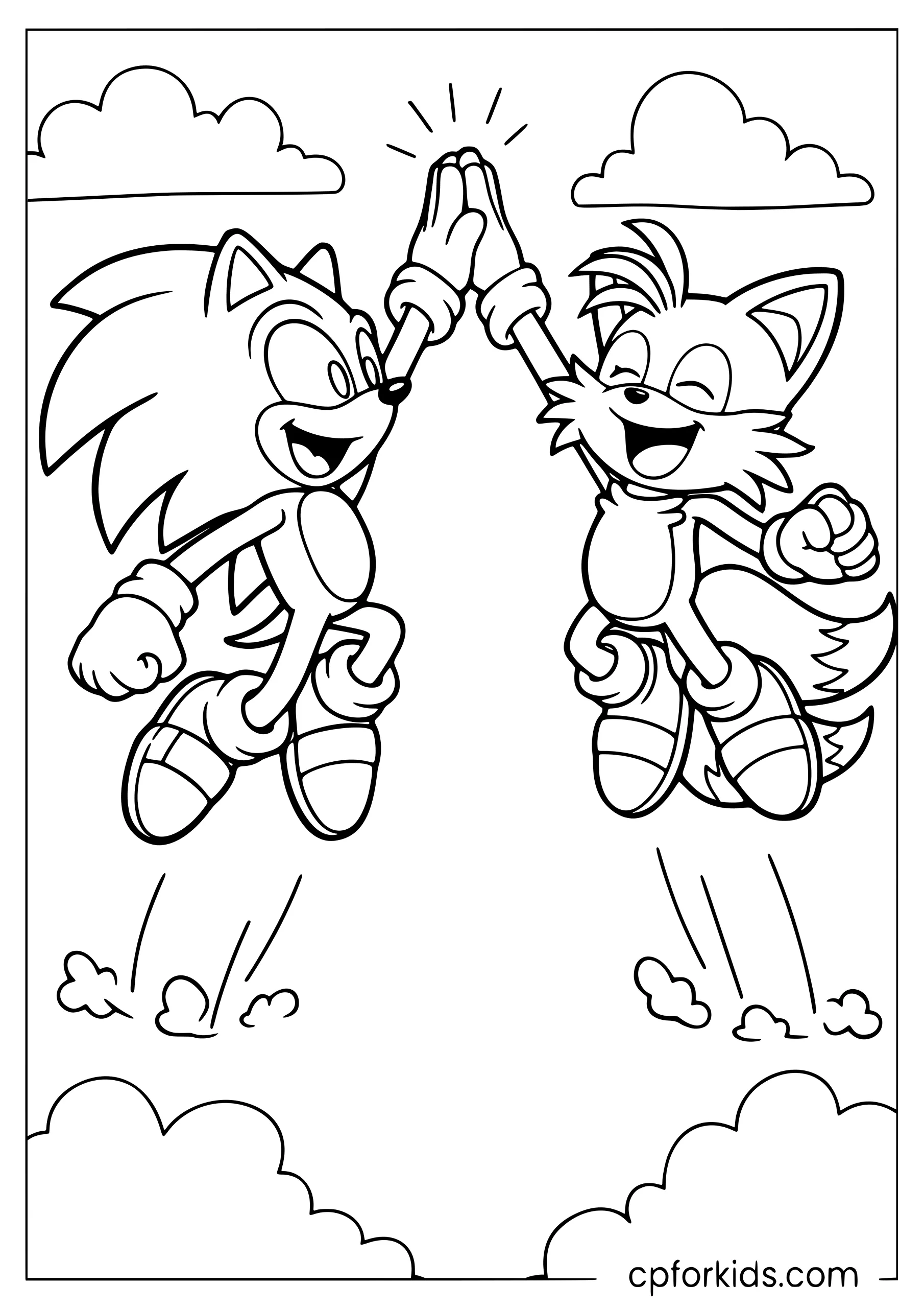 Sonic and Tails Mid-Air High Five
