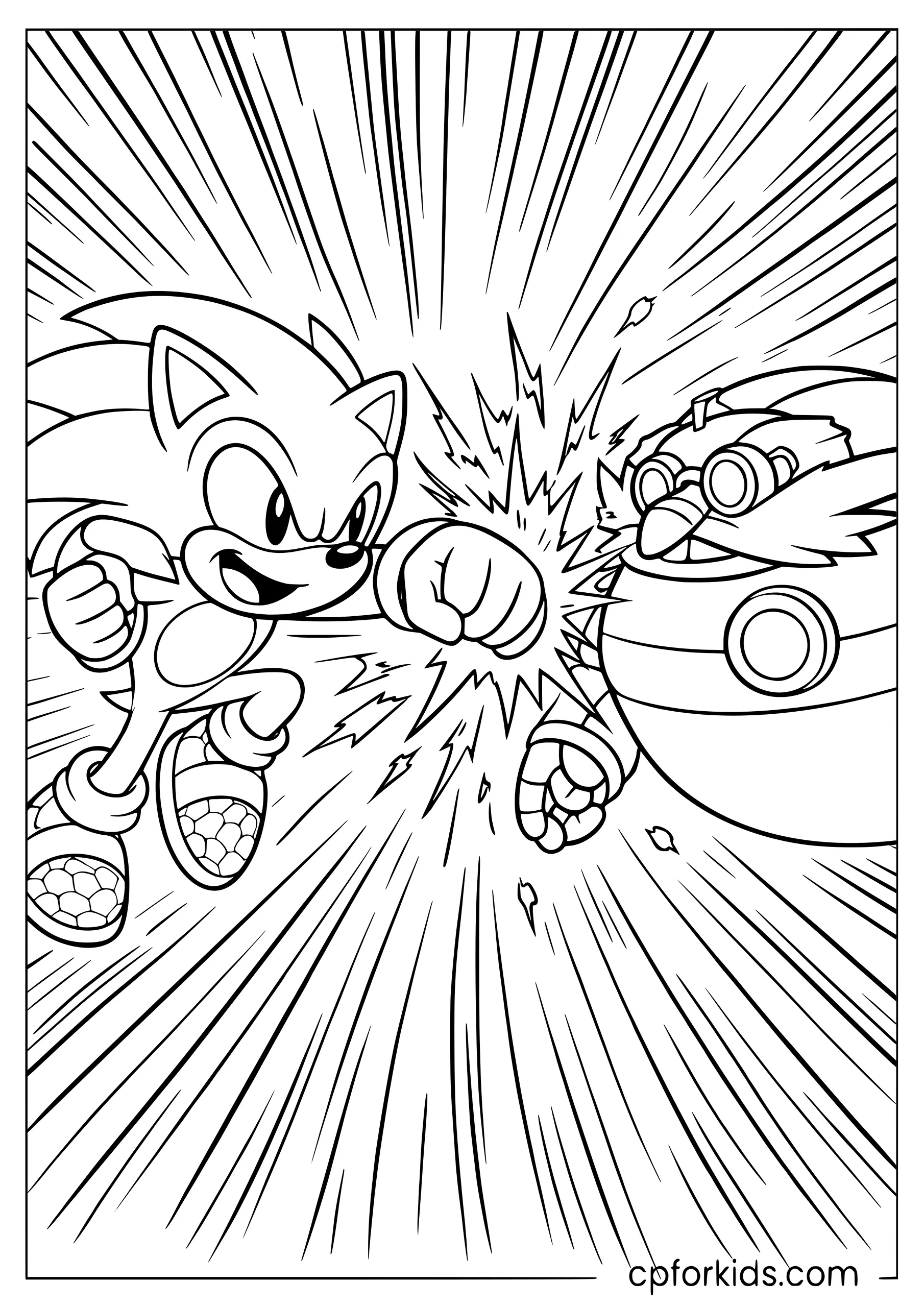 Sonic Charging at Eggman's Robot