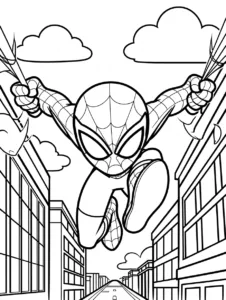 Spider-Man web-zipping rapidly toward the viewer